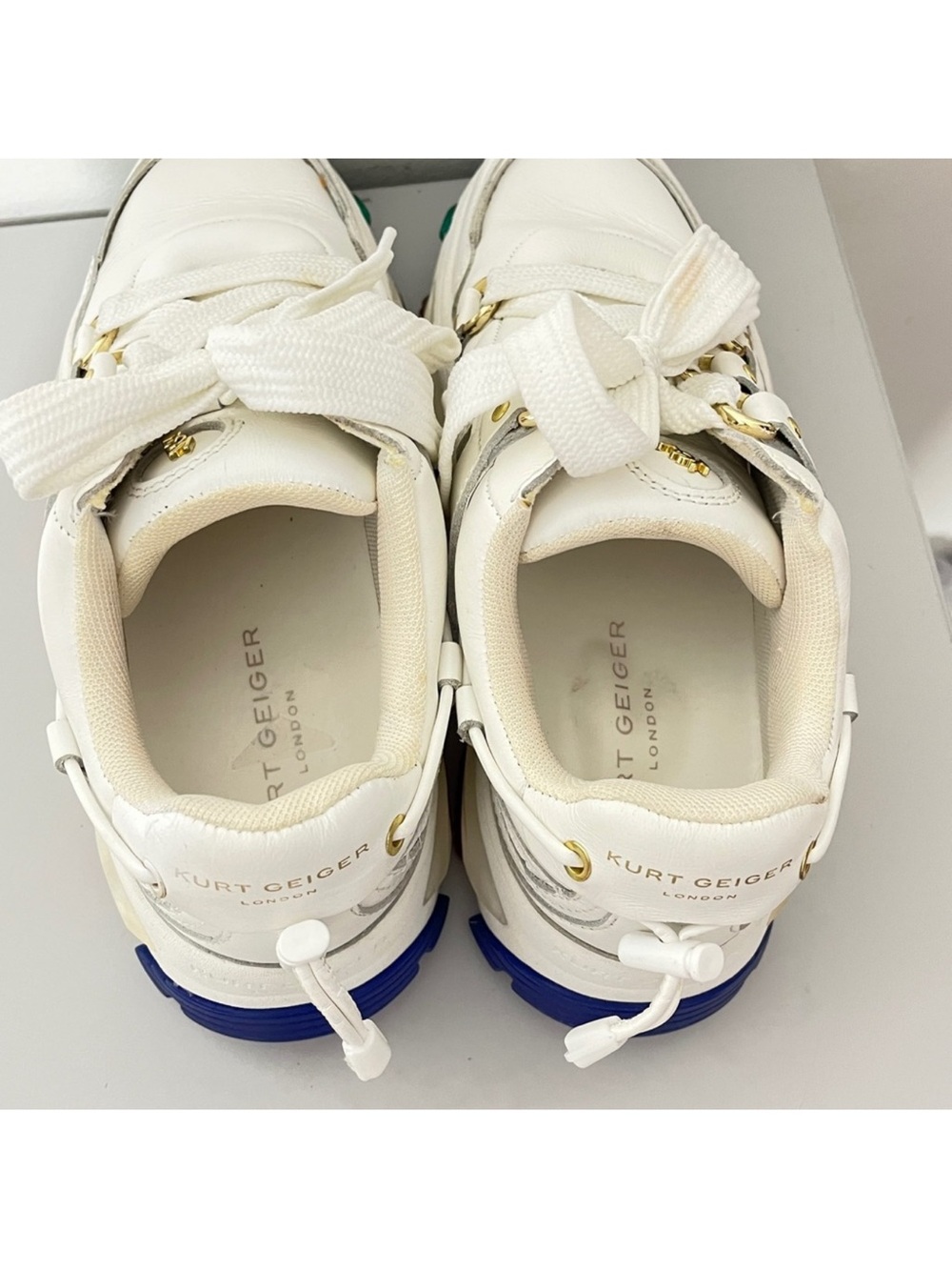 Kurt Geiger White Leather Platform Sneaker with Rainbow Sole Accents size 40 - Picture 9 of 10